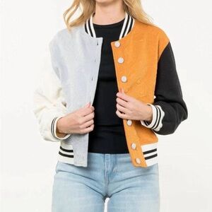 THML Women’s - Colorblock Button Up Jacket Colorblock Varsity Jacket Sz S